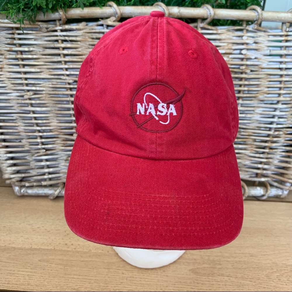NASA red hat with adjustable back